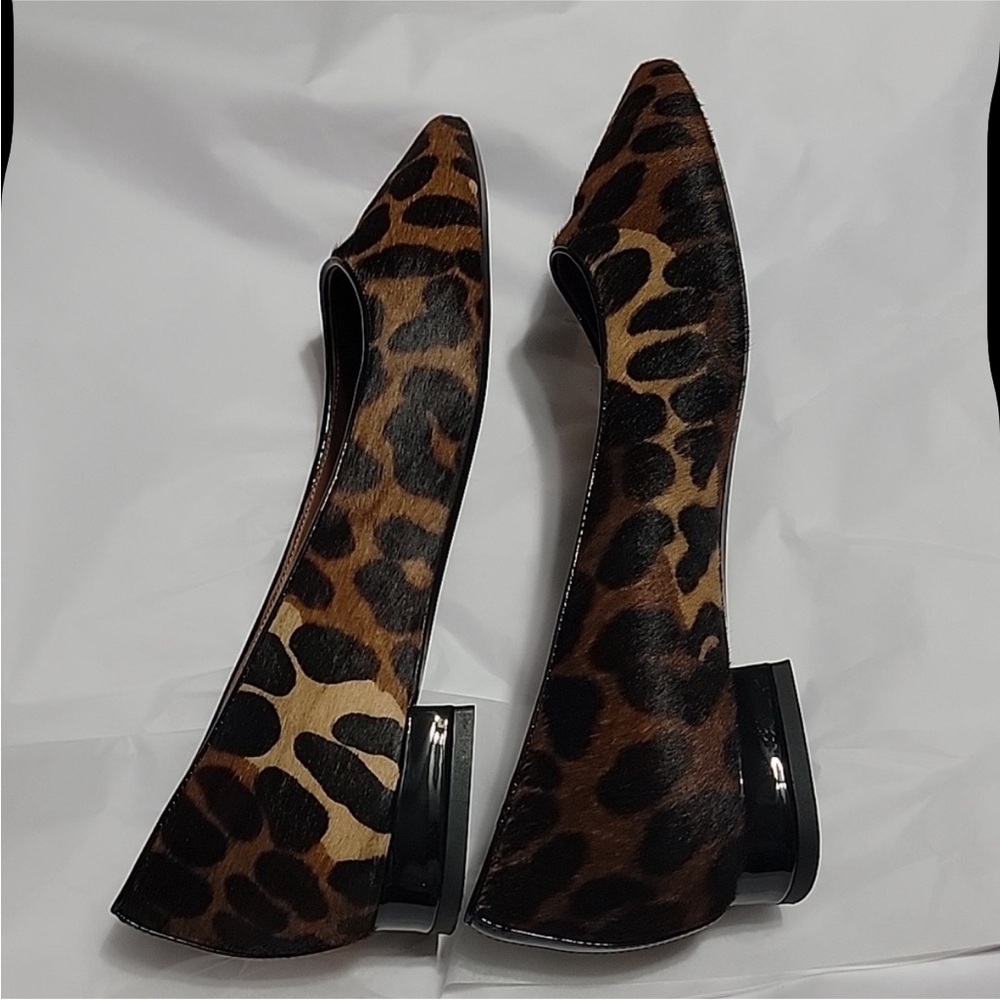Aquatalia Penina Calf Hair & Patent Leather Flats. Toe Black Leopard. Size 8.5 - Picture 2 of 7